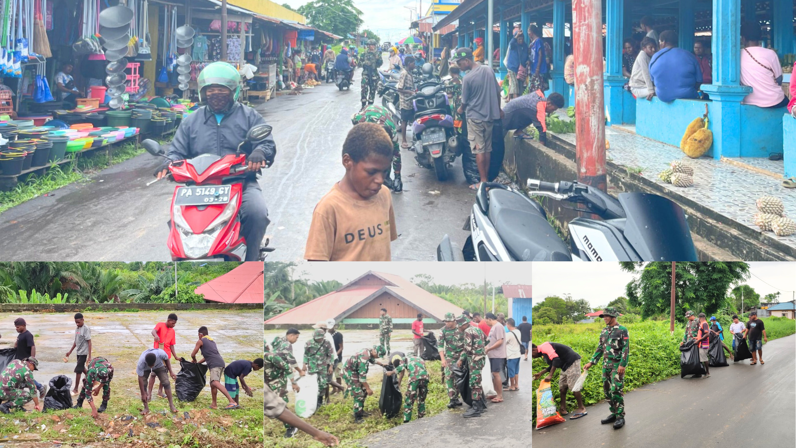 Personel Satgas Yonif 141/AYJP Laksanakan Kegiatan TMMD di Pasar Kepi